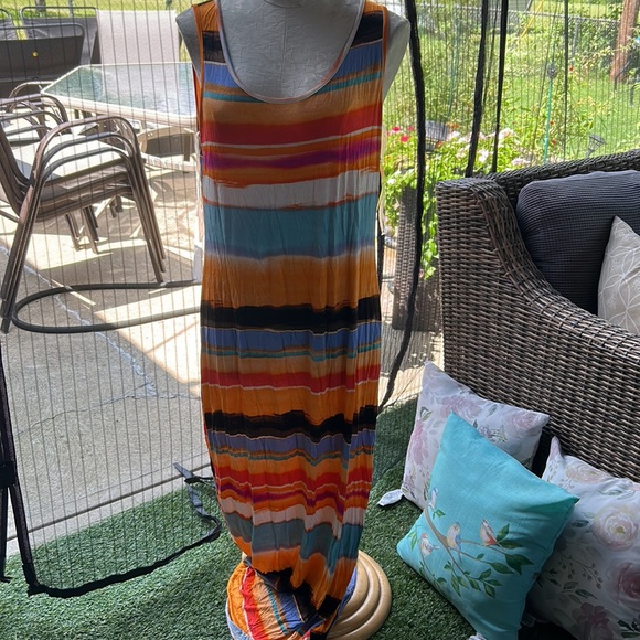 a.n.a Sleeveless Tank Tribal Maxi Dress Multicolored New - Picture 3 of 5